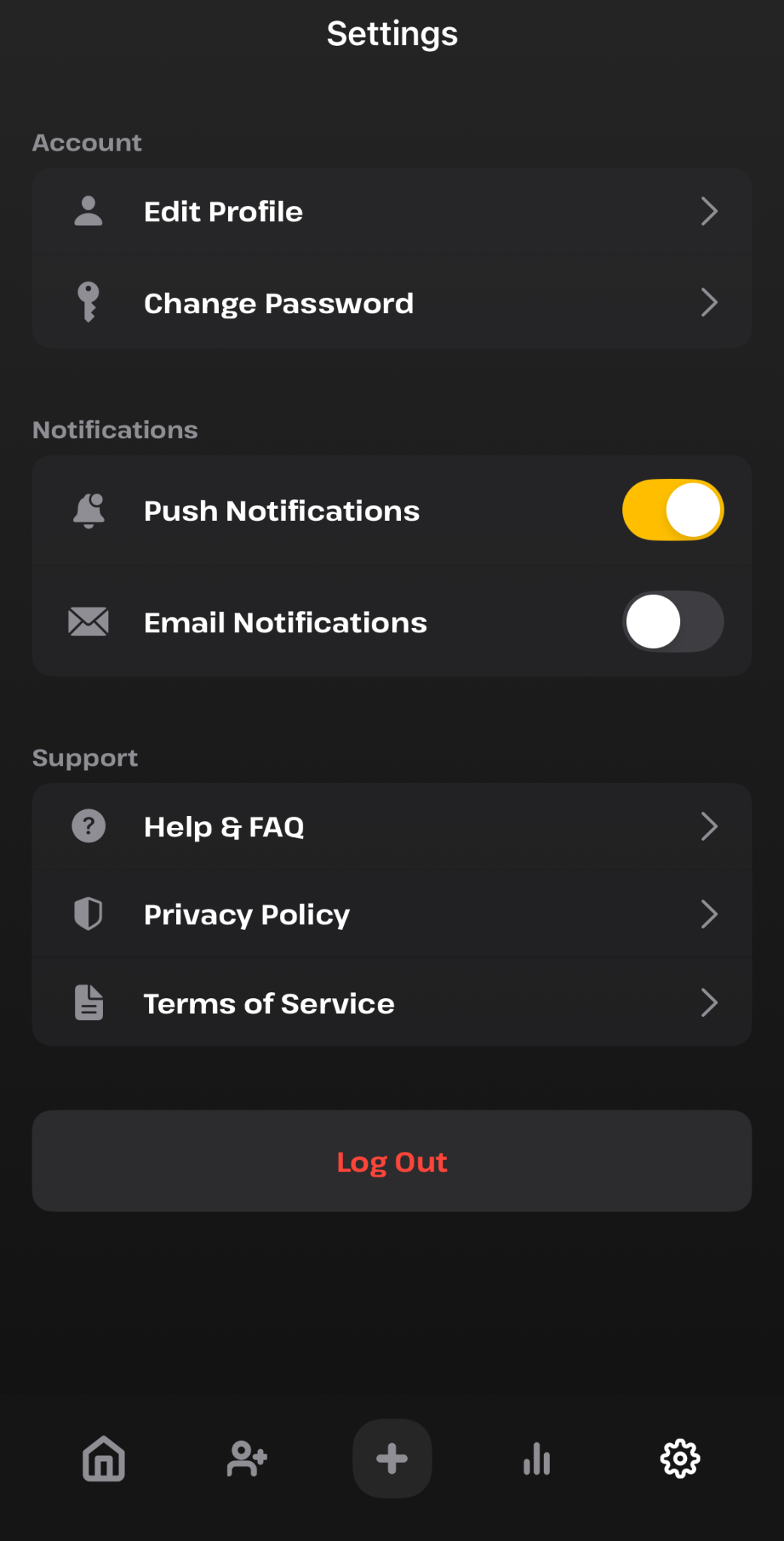 PushupTax Settings Screen